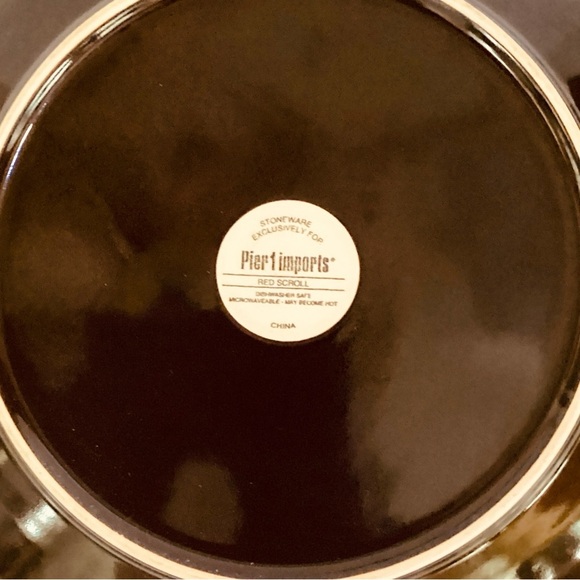 Pier 1 Imports Stoneware Red Scroll Pattern Dinner Plate Replacement Embossed - Picture 5 of 7